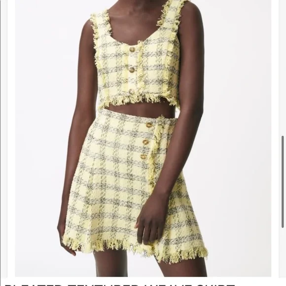 Yellow designer tweed top. Matching skirt also available - Picture 4 of 8